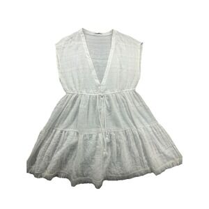 Robin Piccone Natalie Flouncy Dress White Beach Cover Up Size Large